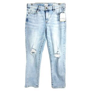 Wonderly Size 6 Jeans Distressed Light Blue Girlfriend Crop‎ Ankle Straight 615